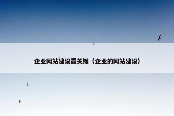 企业网站建设最关键（企业的网站建设）