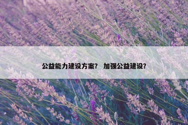 公益能力建设方案？ 加强公益建设？