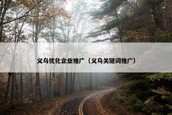 义乌优化企业推广（义乌关键词推广）