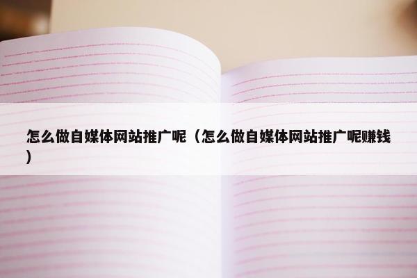 怎么做自媒体网站推广呢（怎么做自媒体网站推广呢赚钱）