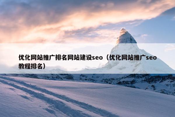 优化网站推广排名网站建设seo（优化网站推广seo教程排名）