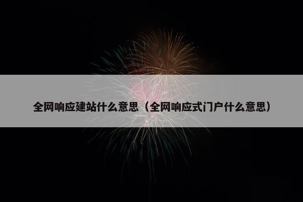 全网响应建站什么意思（全网响应式门户什么意思）
