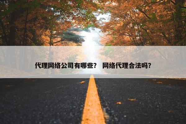 代理网络公司有哪些？ 网络代理合法吗？