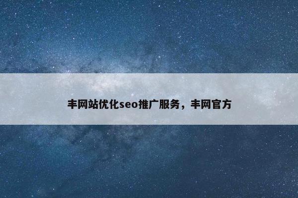 丰网站优化seo推广服务，丰网官方