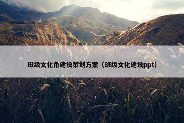 班级文化角建设策划方案（班级文化建设ppt）