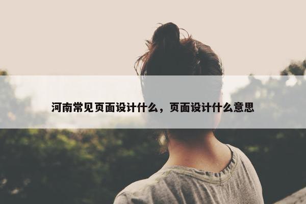 河南常见页面设计什么，页面设计什么意思