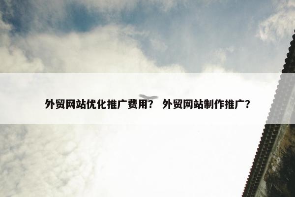 外贸网站优化推广费用？ 外贸网站制作推广？