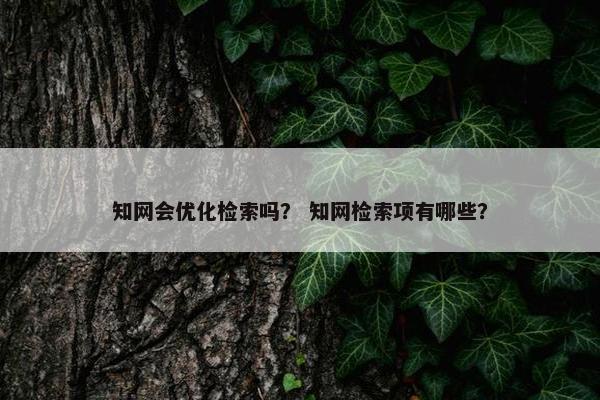 知网会优化检索吗？ 知网检索项有哪些？