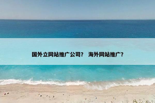 国外立网站推广公司？ 海外网站推广？