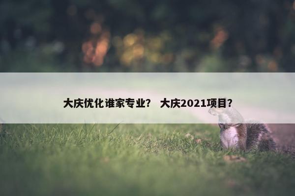 大庆优化谁家专业？ 大庆2021项目？