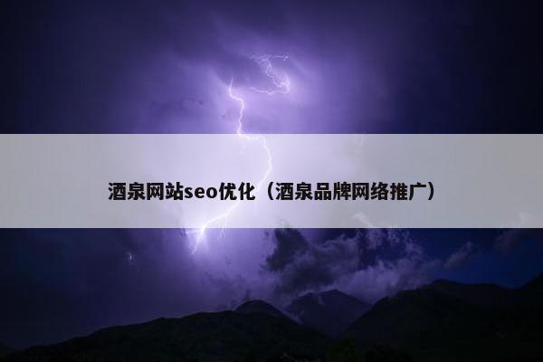 酒泉网站seo优化（酒泉品牌网络推广）