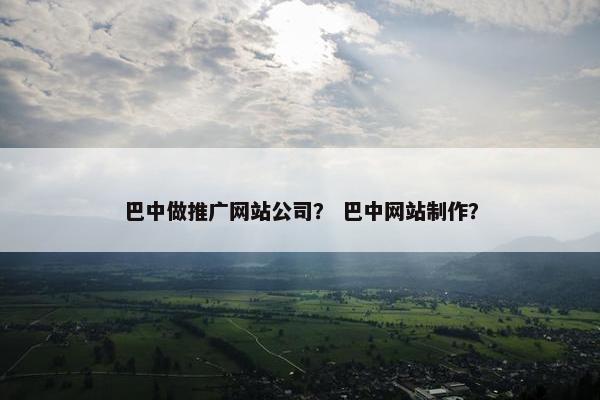 巴中做推广网站公司？ 巴中网站制作？