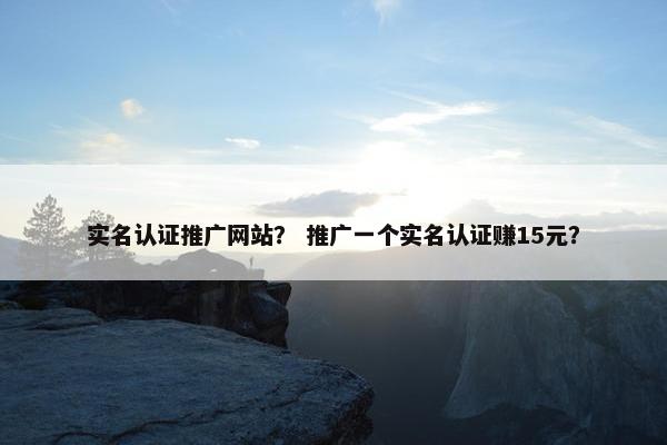 实名认证推广网站？ 推广一个实名认证赚15元？