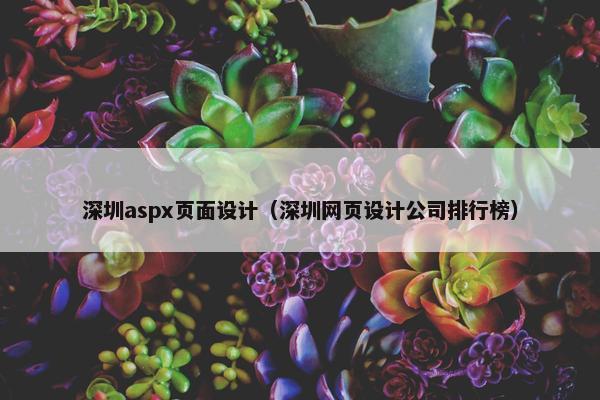 深圳aspx页面设计（深圳网页设计公司排行榜）