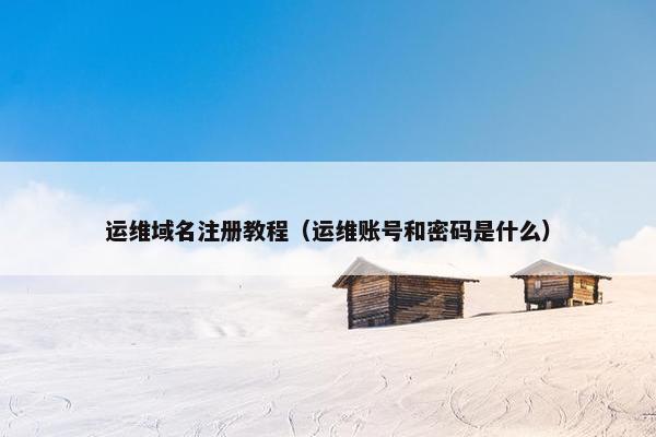运维域名注册教程（运维账号和密码是什么）