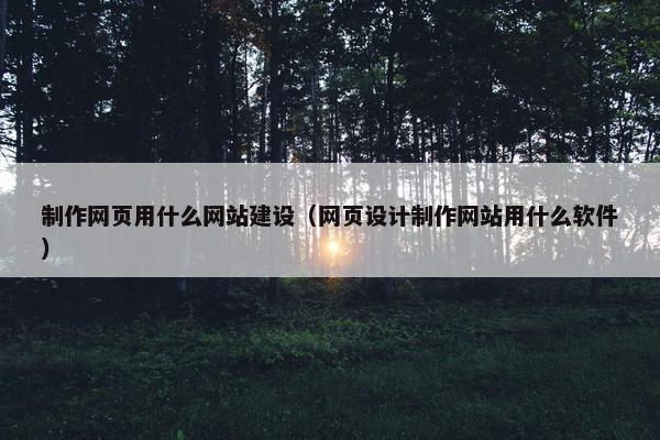 制作网页用什么网站建设（网页设计制作网站用什么软件）