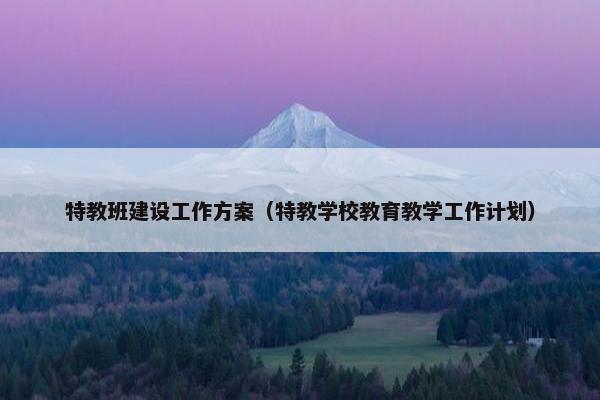 特教班建设工作方案（特教学校教育教学工作计划）