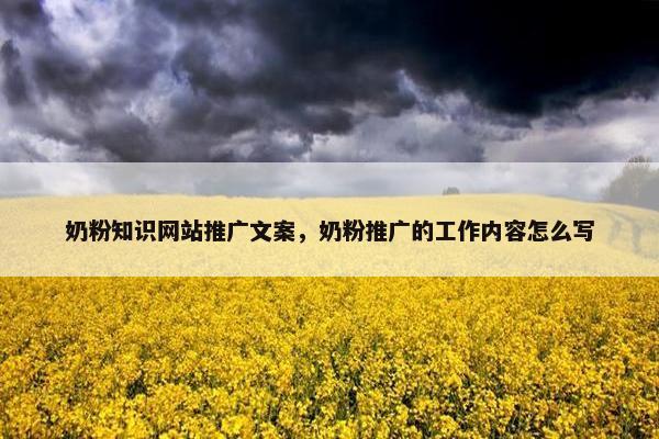 奶粉知识网站推广文案，奶粉推广的工作内容怎么写