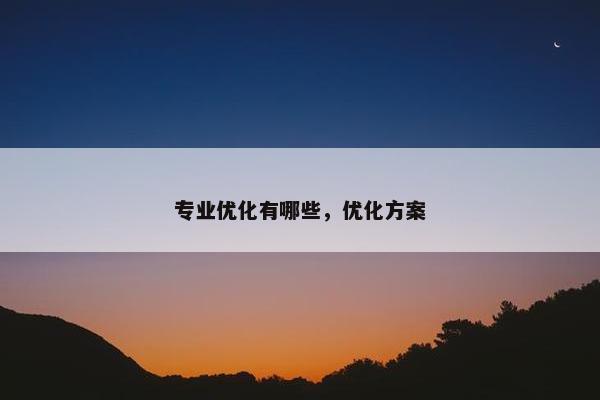 专业优化有哪些，优化方案