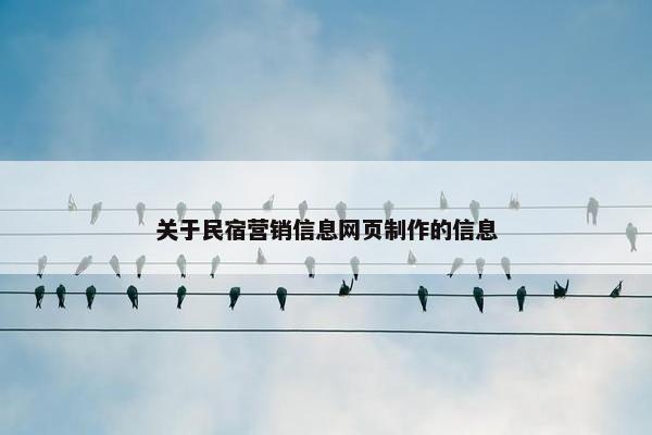 关于民宿营销信息网页制作的信息