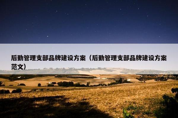 后勤管理支部品牌建设方案（后勤管理支部品牌建设方案范文）