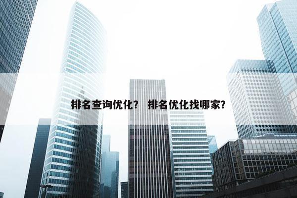 排名查询优化？ 排名优化找哪家？