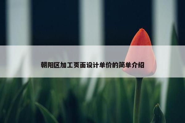朝阳区加工页面设计单价的简单介绍