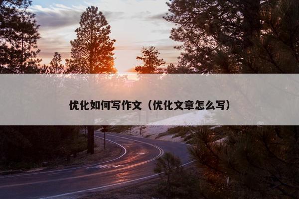 优化如何写作文（优化文章怎么写）