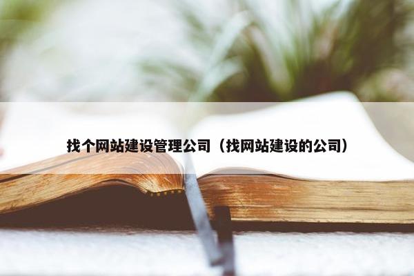 找个网站建设管理公司（找网站建设的公司）