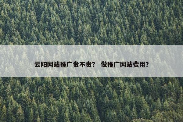 云阳网站推广贵不贵？ 做推广网站费用？