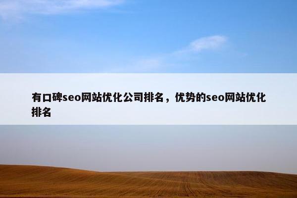 有口碑seo网站优化公司排名，优势的seo网站优化排名