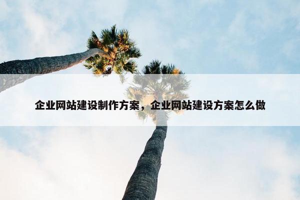 企业网站建设制作方案，企业网站建设方案怎么做