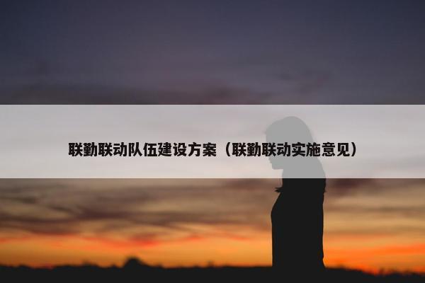 联勤联动队伍建设方案（联勤联动实施意见）