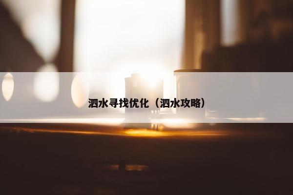 泗水寻找优化（泗水攻略）