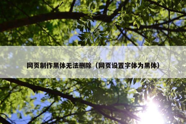 网页制作黑体无法删除（网页设置字体为黑体）