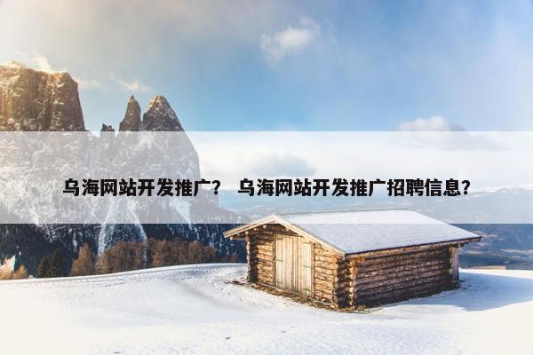 乌海网站开发推广？ 乌海网站开发推广招聘信息？