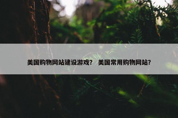 美国购物网站建设游戏？ 美国常用购物网站？