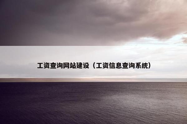 工资查询网站建设（工资信息查询系统）