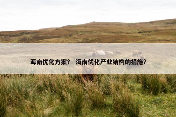 海南优化方案？ 海南优化产业结构的措施？