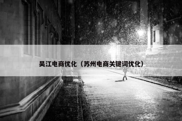 吴江电商优化（苏州电商关键词优化）