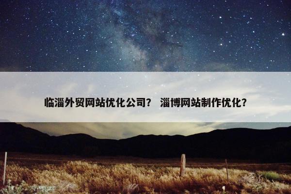 临淄外贸网站优化公司？ 淄博网站制作优化？