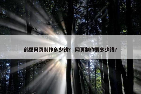 鹤壁网页制作多少钱？ 网页制作要多少钱？