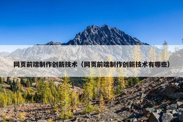 网页前端制作创新技术（网页前端制作创新技术有哪些）