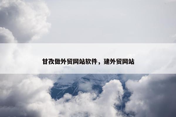 甘孜做外贸网站软件，建外贸网站