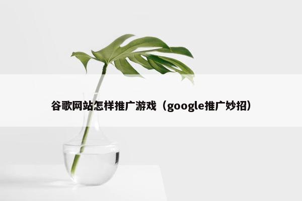 谷歌网站怎样推广游戏（google推广妙招）
