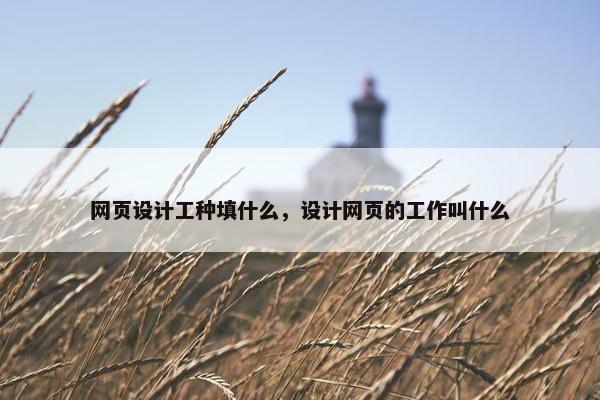 网页设计工种填什么，设计网页的工作叫什么