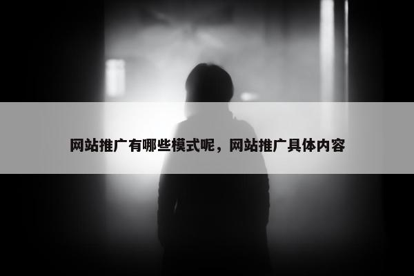 网站推广有哪些模式呢，网站推广具体内容