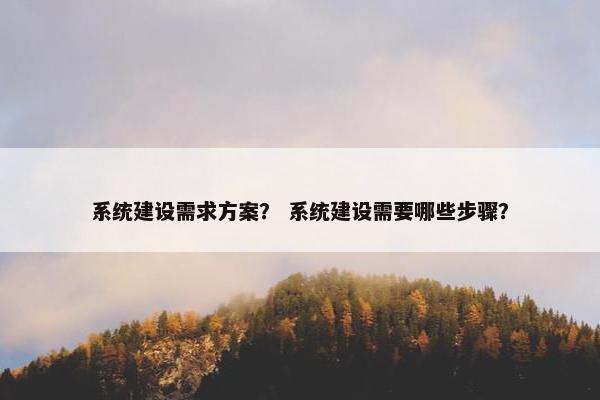 系统建设需求方案？ 系统建设需要哪些步骤？