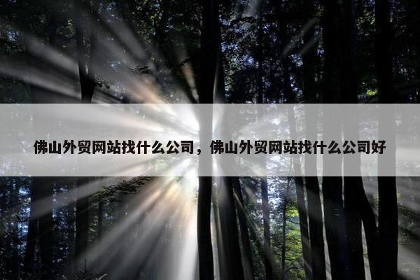 佛山外贸网站找什么公司，佛山外贸网站找什么公司好