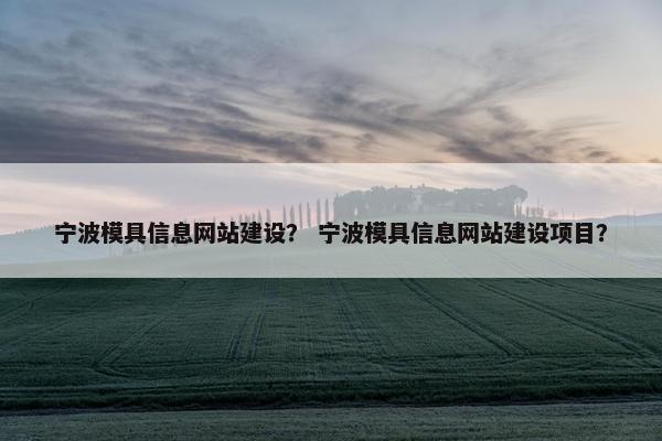 宁波模具信息网站建设？ 宁波模具信息网站建设项目？